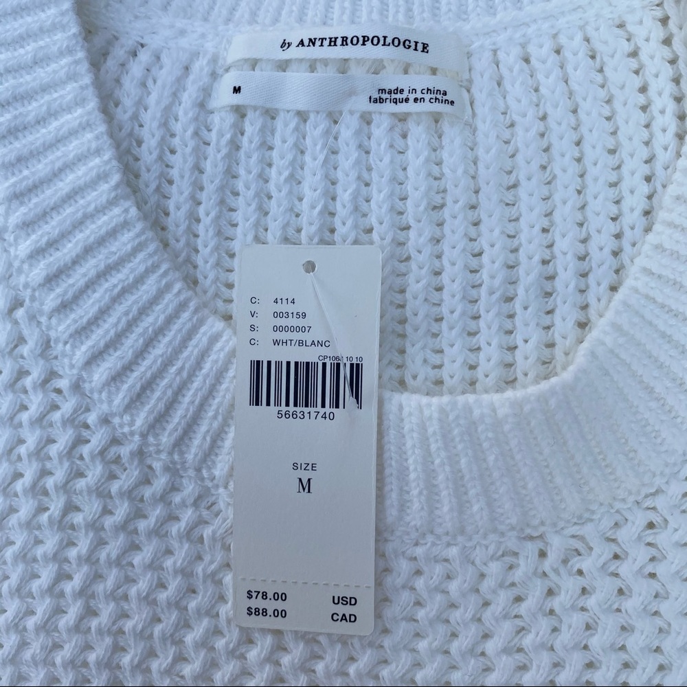 NWT-Anthropologie White Knit rank top - Picture 5 of 6